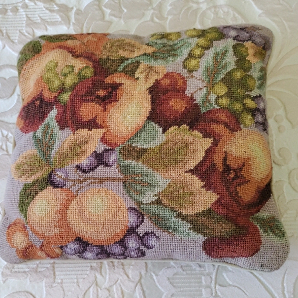 Orange and Green Floral Accent Pillow